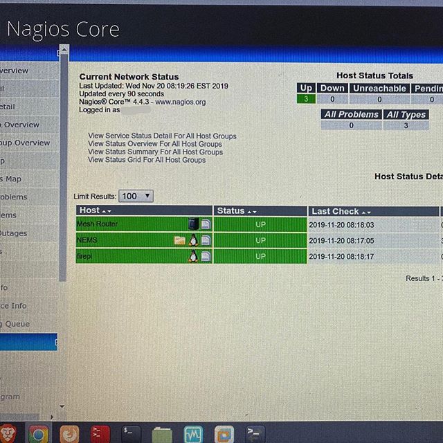 You should always try to learn something new. Testing out NEMS that I put on my raspberry pi. It was a pretty simple process. I’m using it to monitor a few devices on the network. Still setting everything up. 
#nagios #nagioscore #nems #network #networkmonitoring #cli #gui #server #alwayslearning #comptia #network+ #networkadministration #root #homelab.