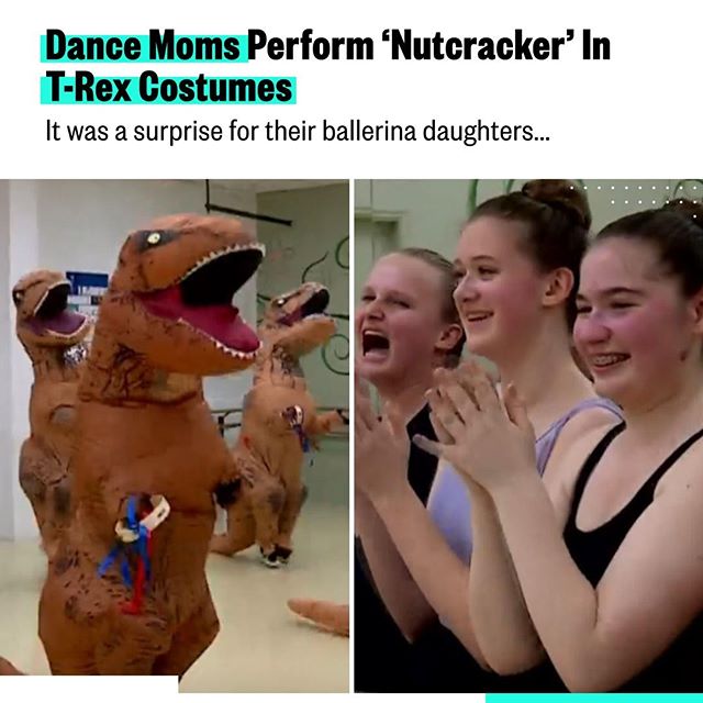While this might be the typical teen's worst nightmare, it wasn't for these ballerinas in South Carolina.⁠
.⁠
Basically, their dance moms got together and threw on T-Rex costumes, to help take the pressure off of the real 